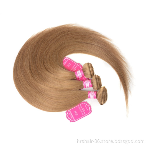 Color 27 Honey Blonde Brazilian Straight Hair 100% Human Hair Bundles  10-26 inch remy hair weft